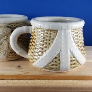 MUGS Fishing Creel Basket Fisherman's Coffee Mugs, pair